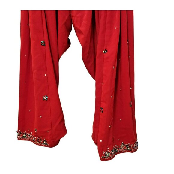 Punjabi Suit Est. L Red Black 3pc Embroidered + Bells Dupatta Desi Festival Y2K - Picture 4 of 15